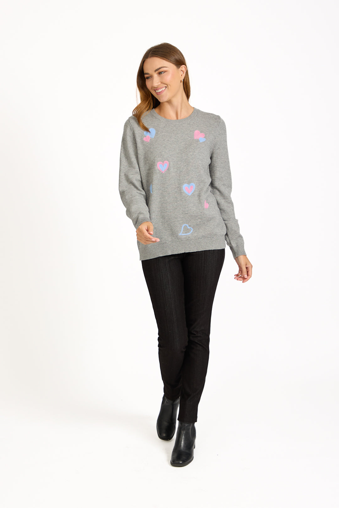 Flocked Heart Knit Jumper