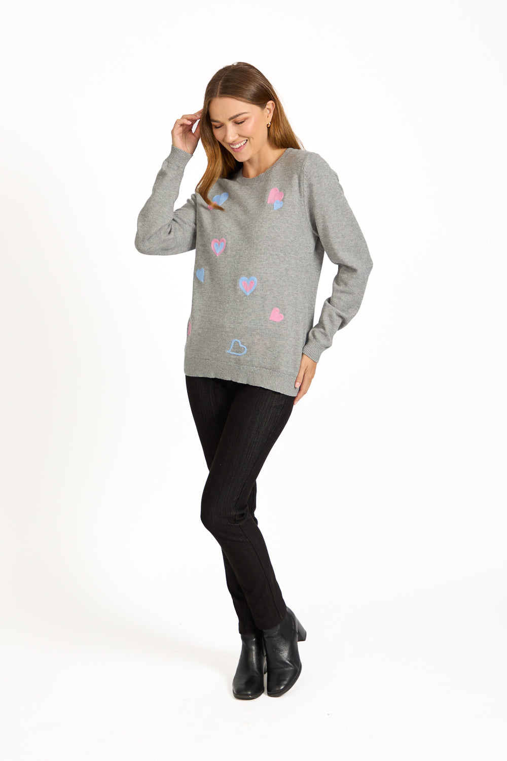 Flocked Heart Knit Jumper