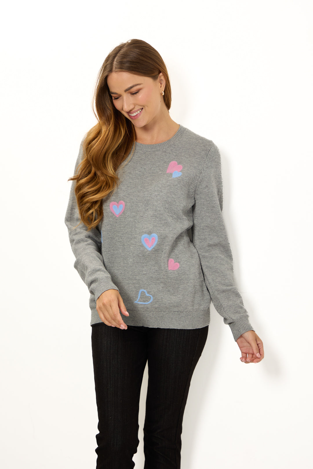 Flocked Heart Knit Jumper