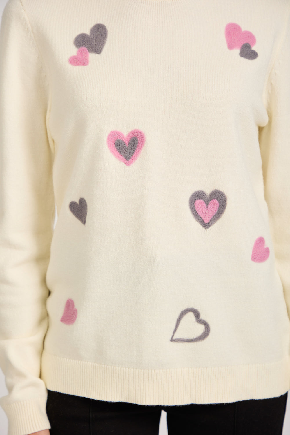 Flocked Heart Knit Jumper