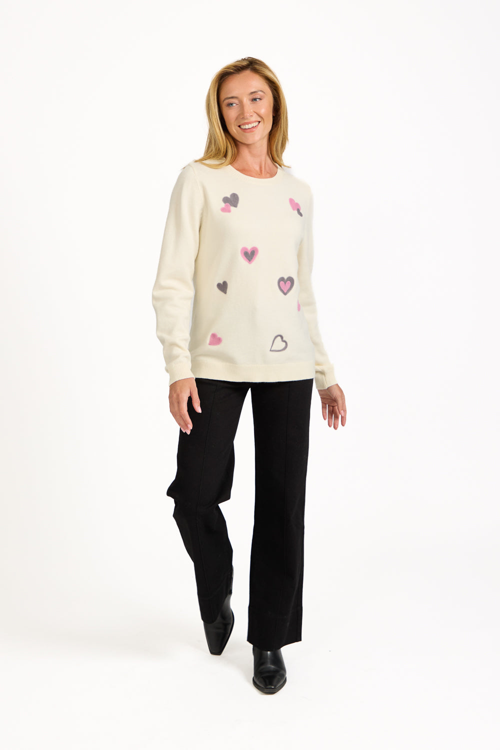 Flocked Heart Knit Jumper
