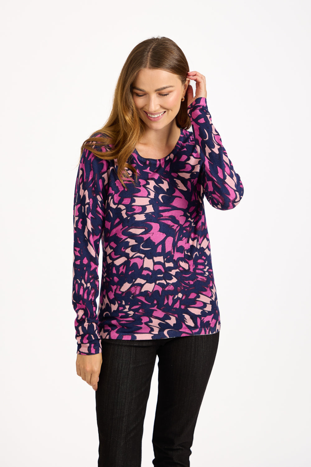 Abstract Butterfly Print Knit Jumper