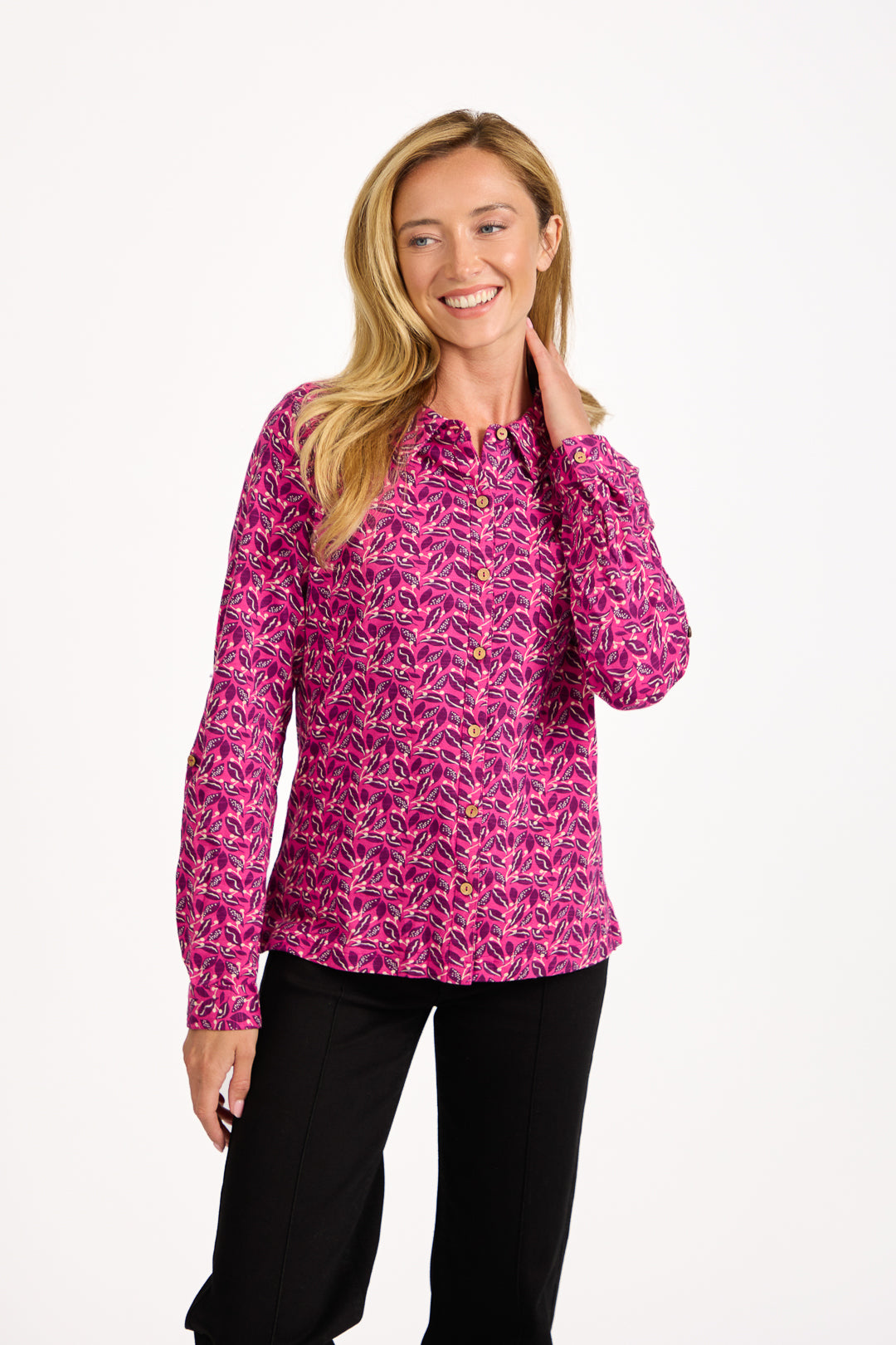 Leaf Print Cotton Shirt