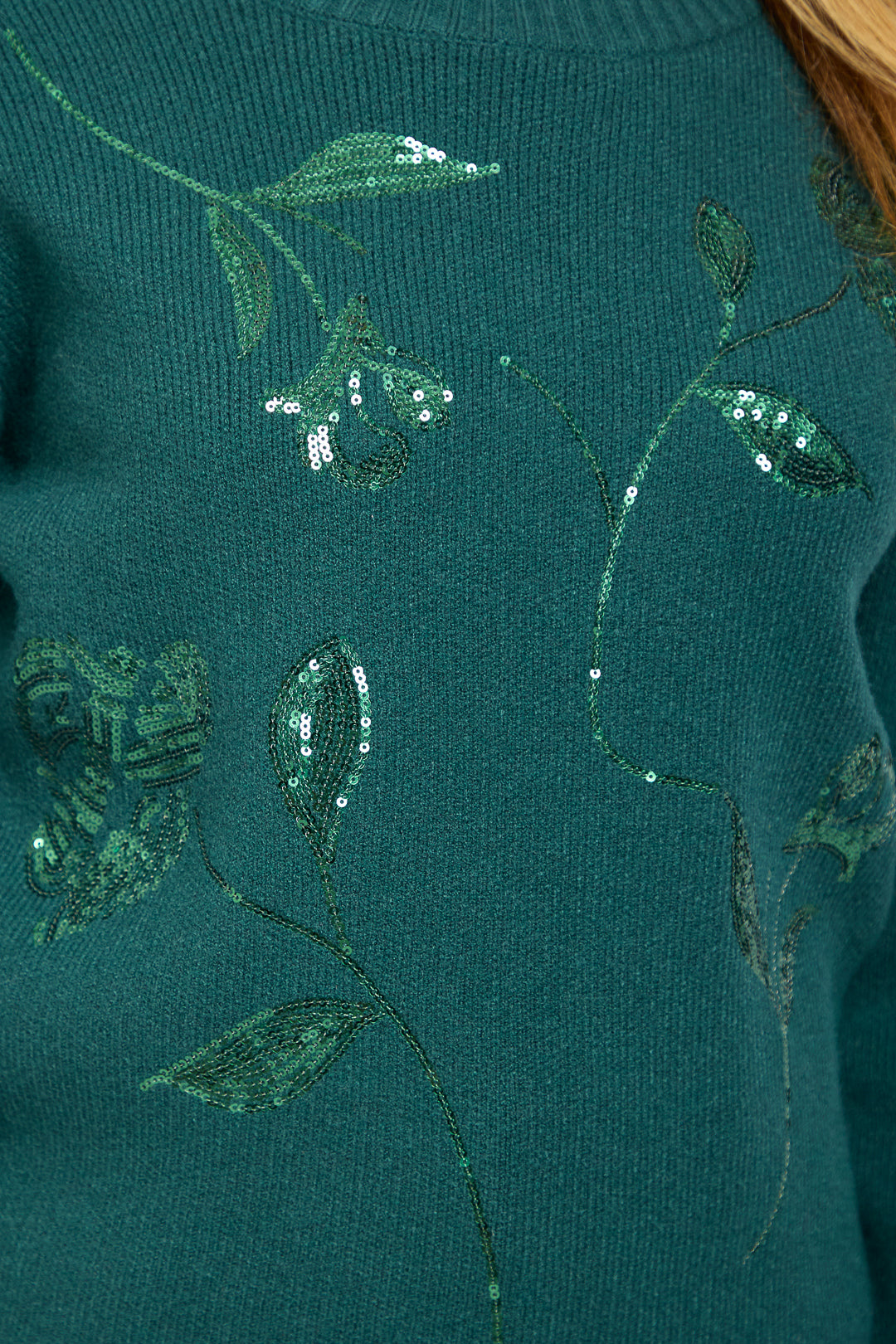 Flower Sequin Embellished Jumper