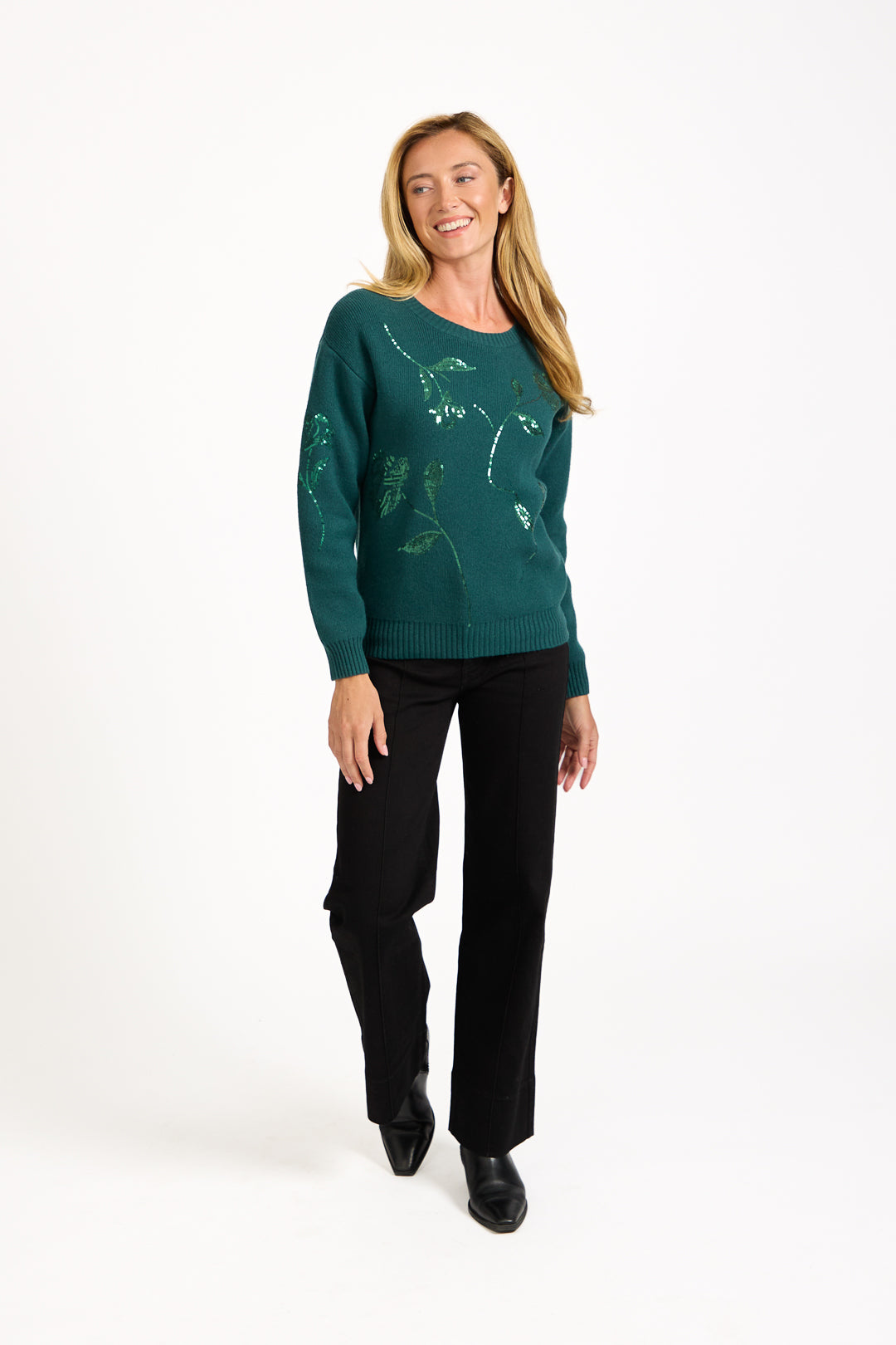 Flower Sequin Embellished Jumper