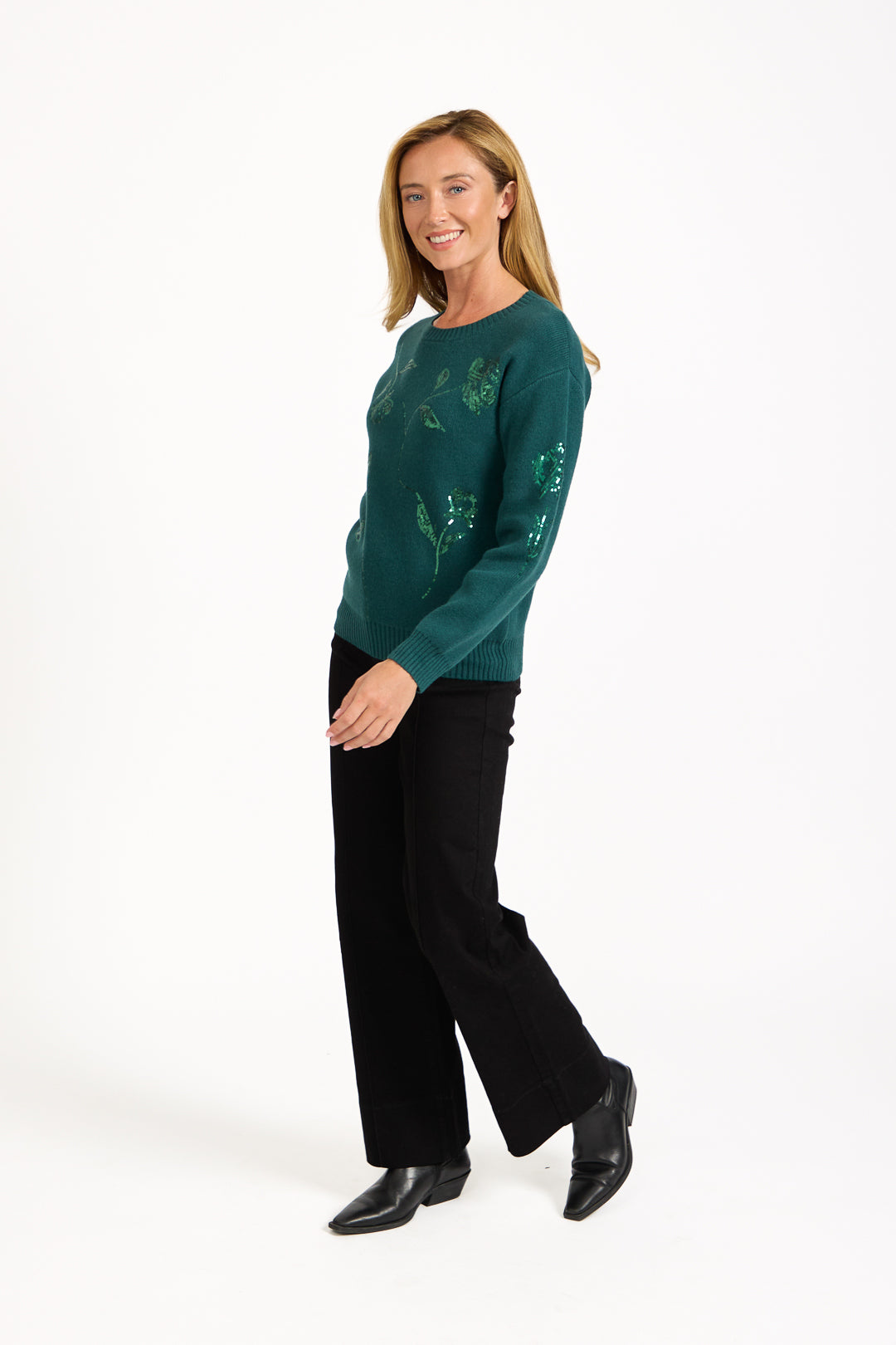 Flower Sequin Embellished Jumper