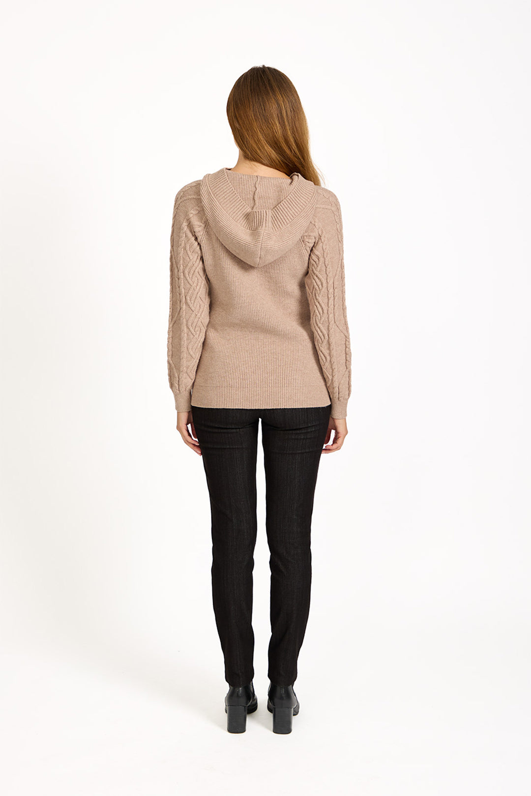 Cable-Knit Hooded Jumper