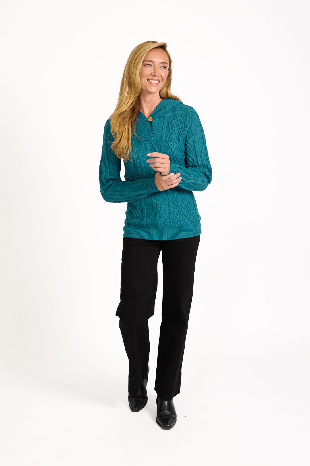 Cable-Knit Hooded Jumper