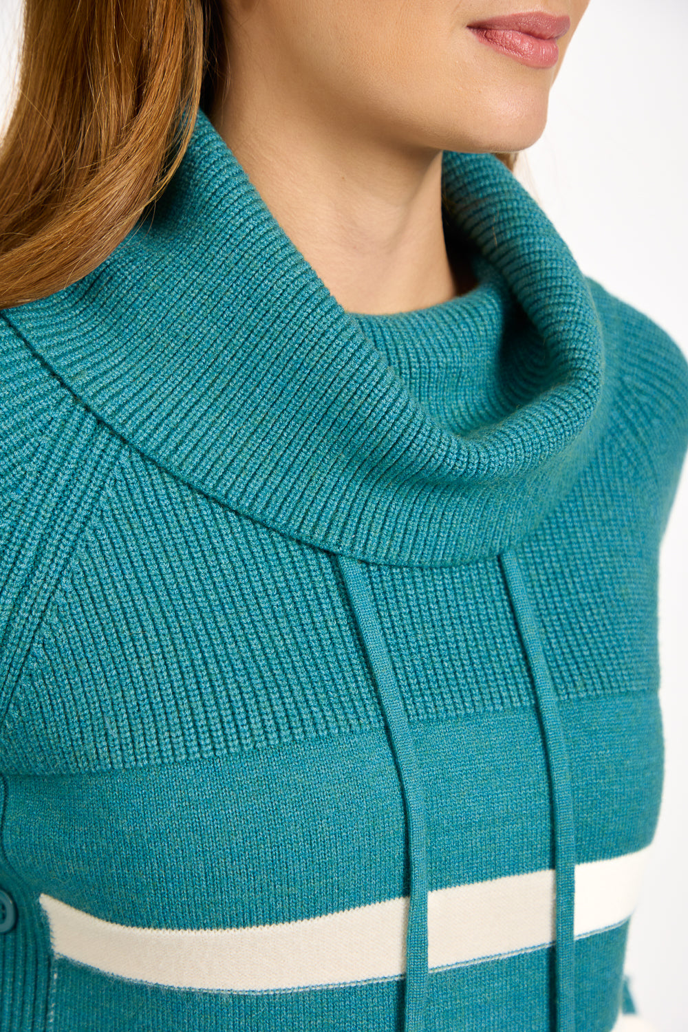 Stripe Knit Cowl Neck Jumper