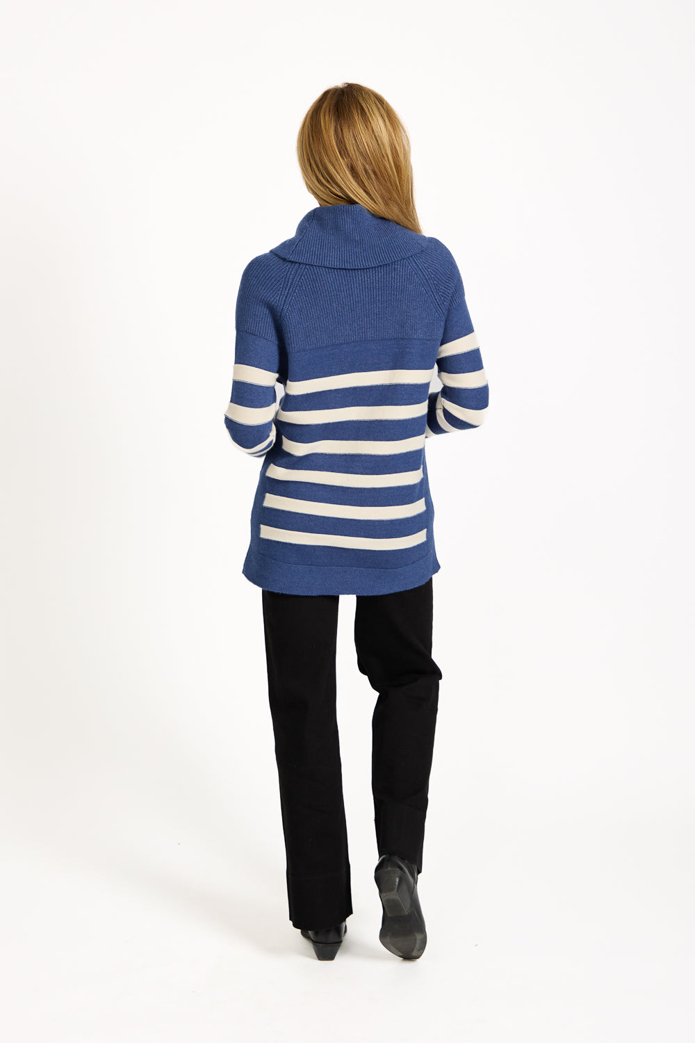 Stripe Knit Cowl Neck Jumper