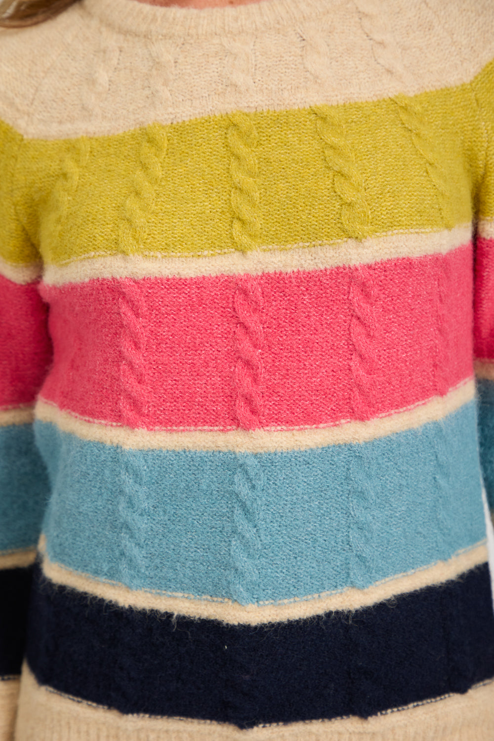 Cable-Knit Colour Block Jumper
