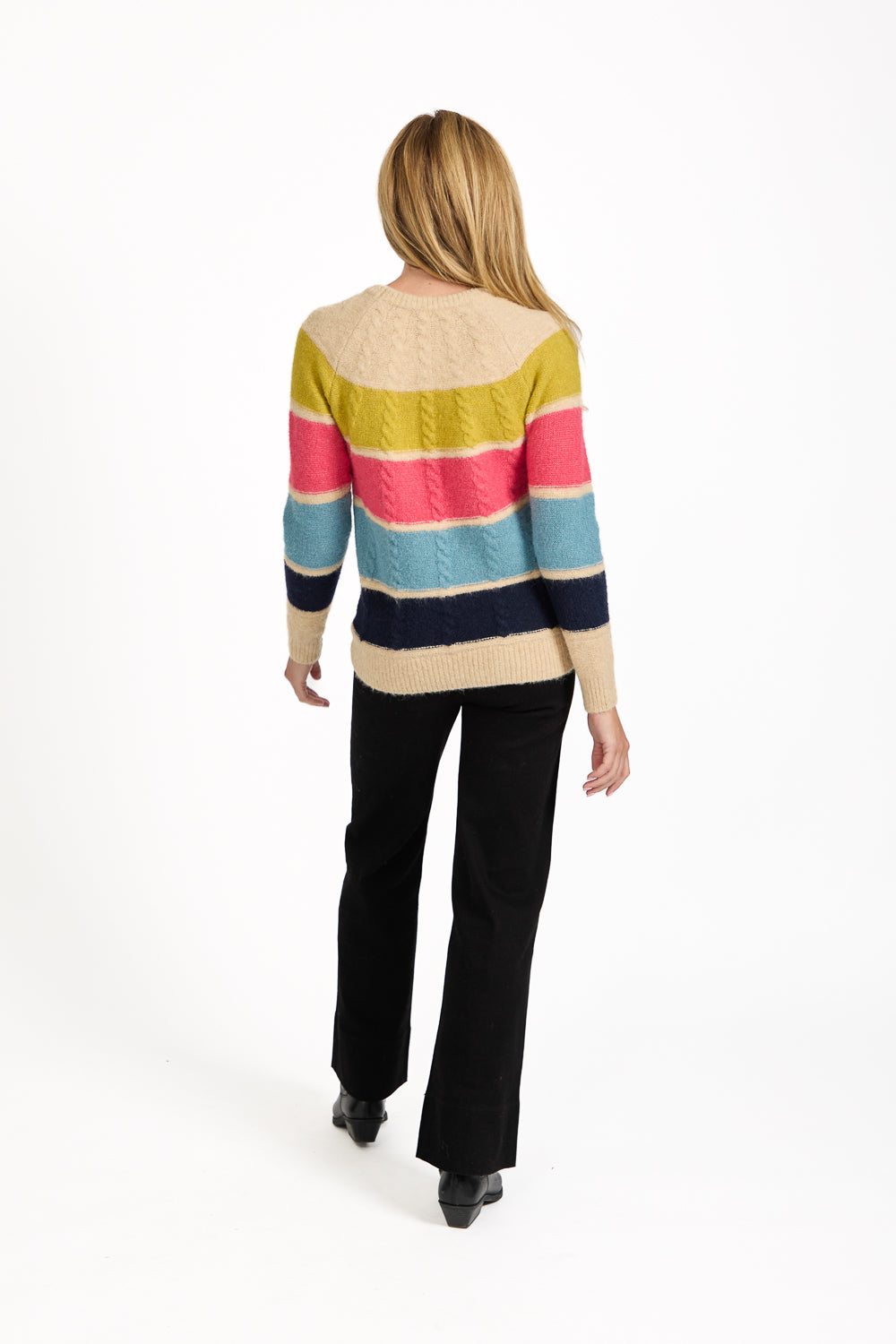 Cable-Knit Colour Block Jumper