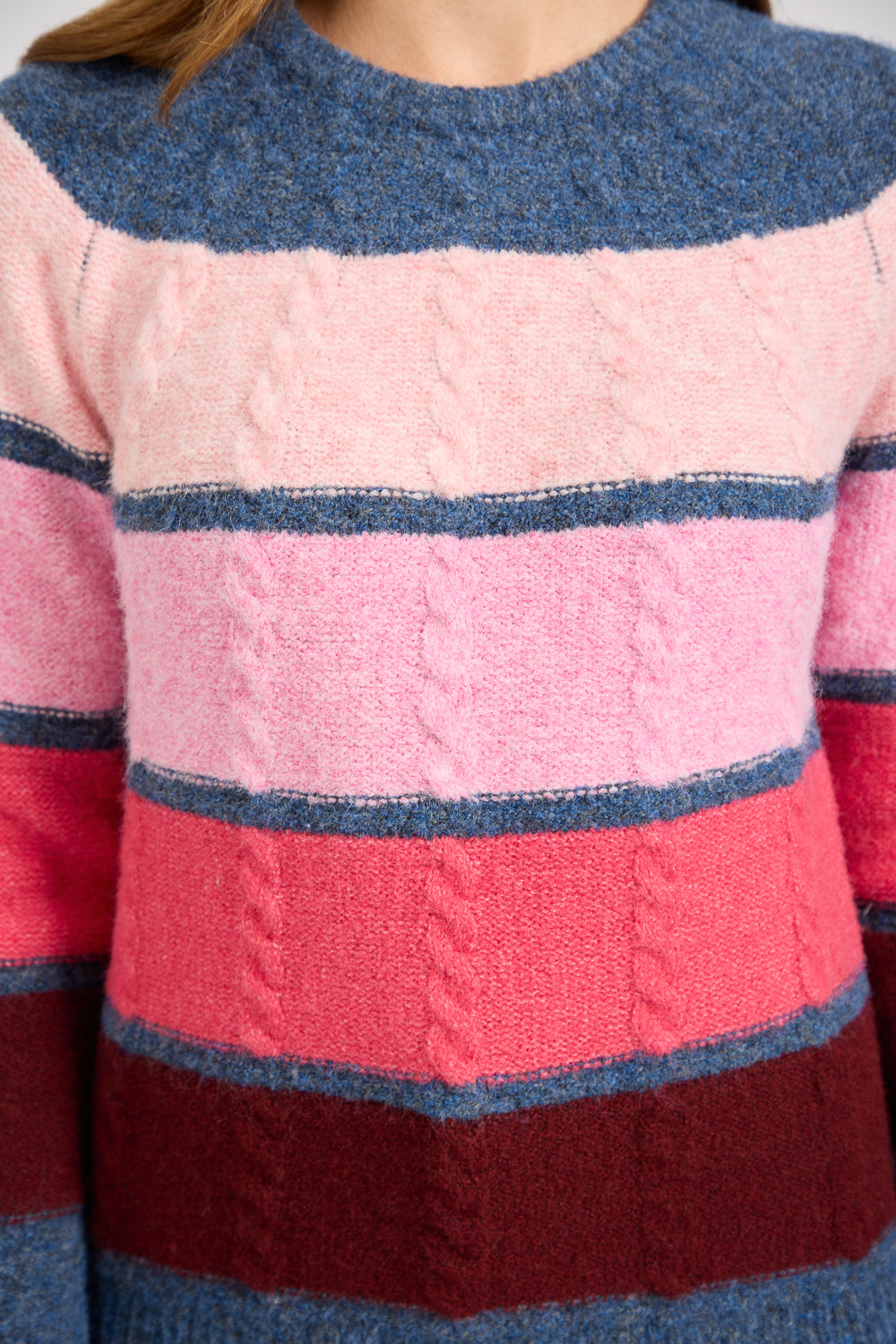 Cable-Knit Colour Block Jumper