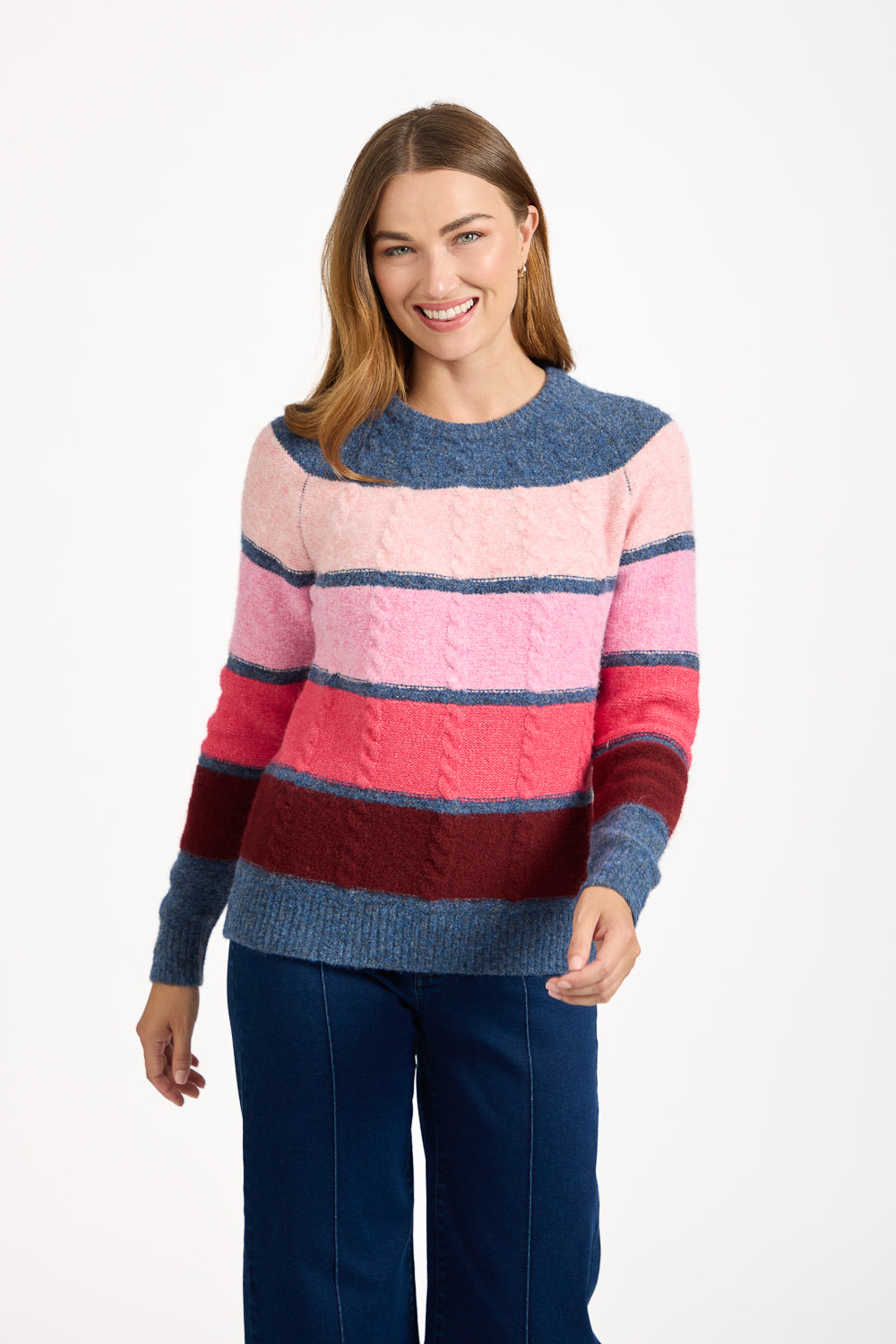 Cable-Knit Colour Block Jumper