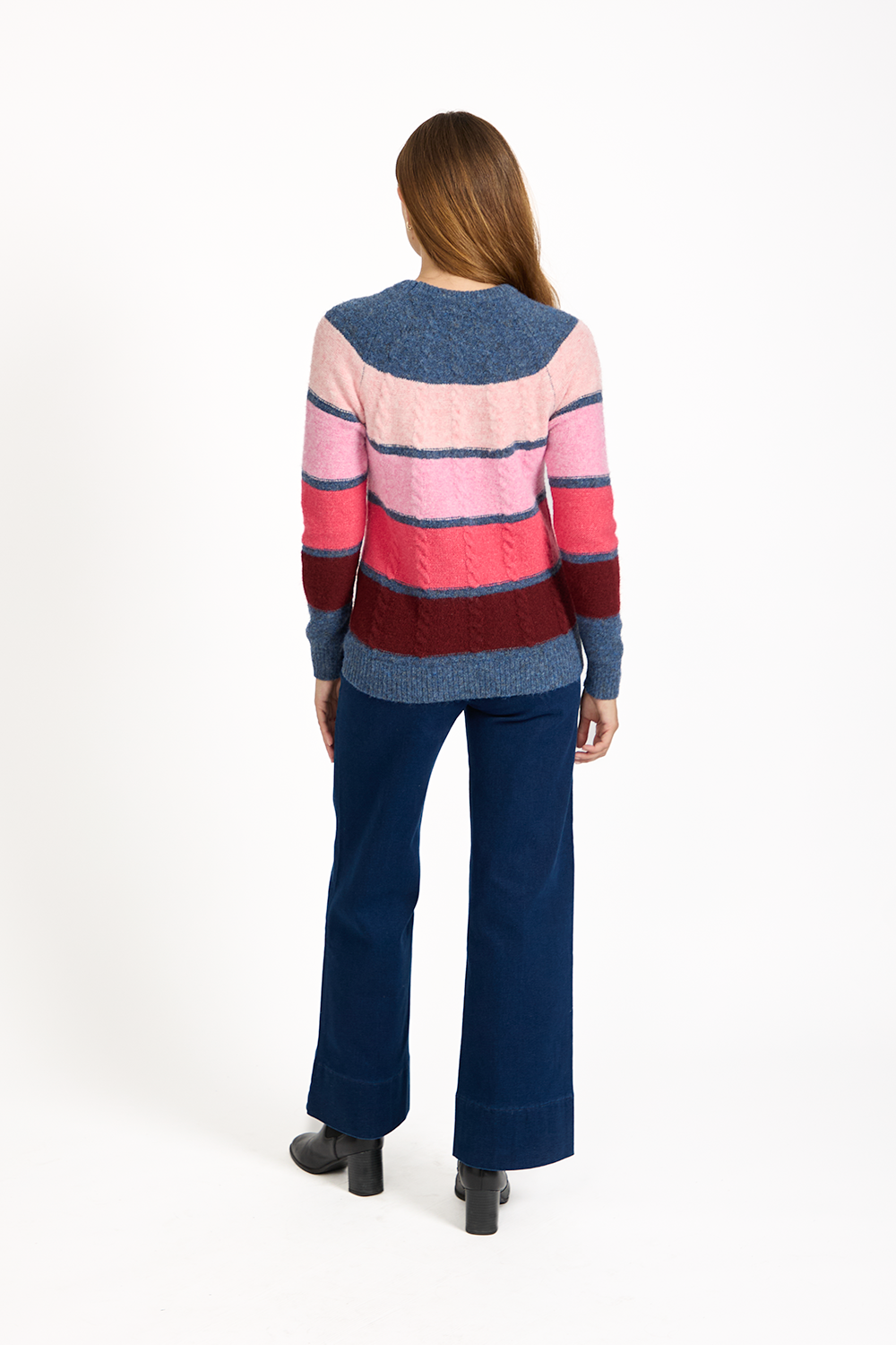 Cable-Knit Colour Block Jumper
