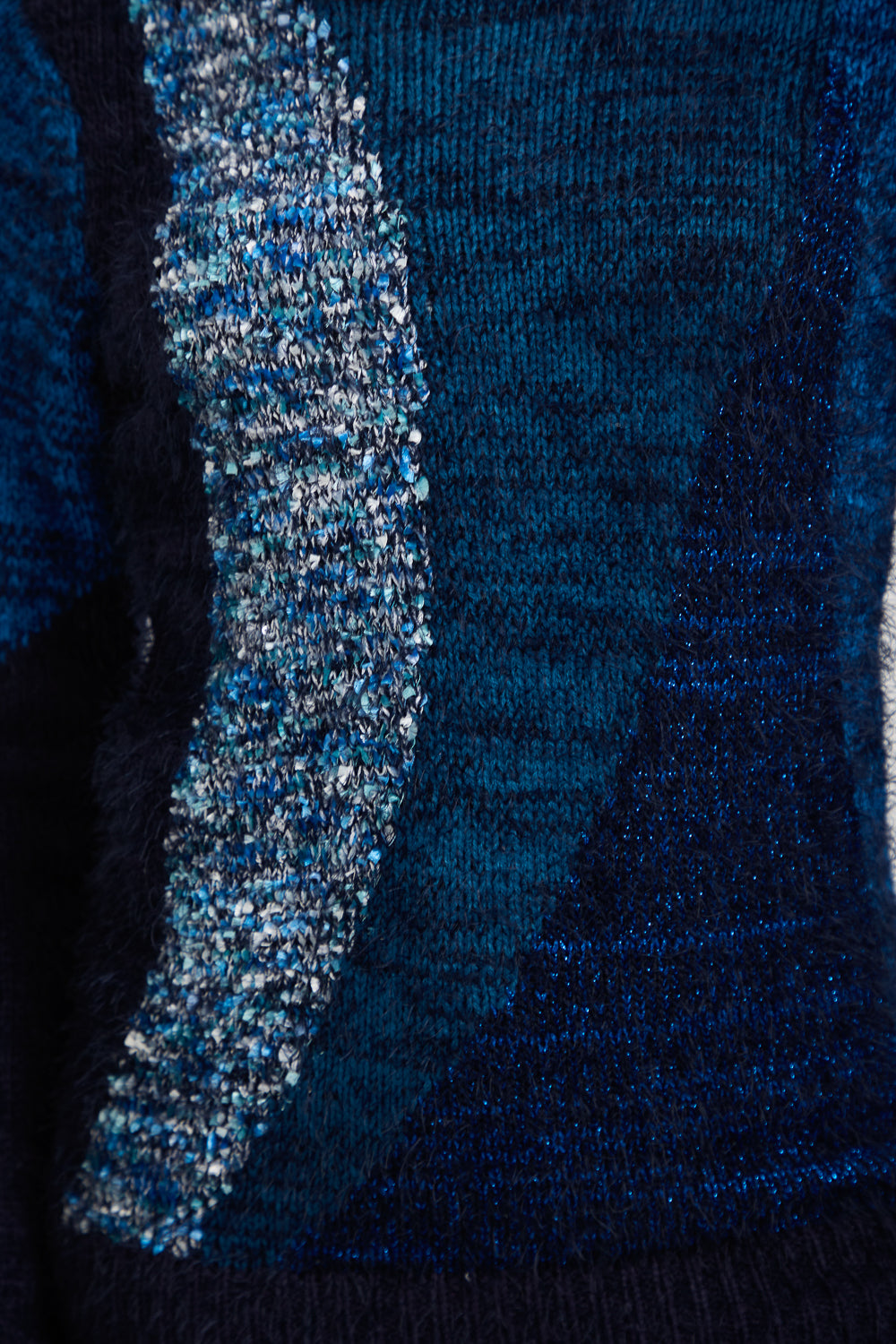 Colour Block Fluffy Yarn Jumper