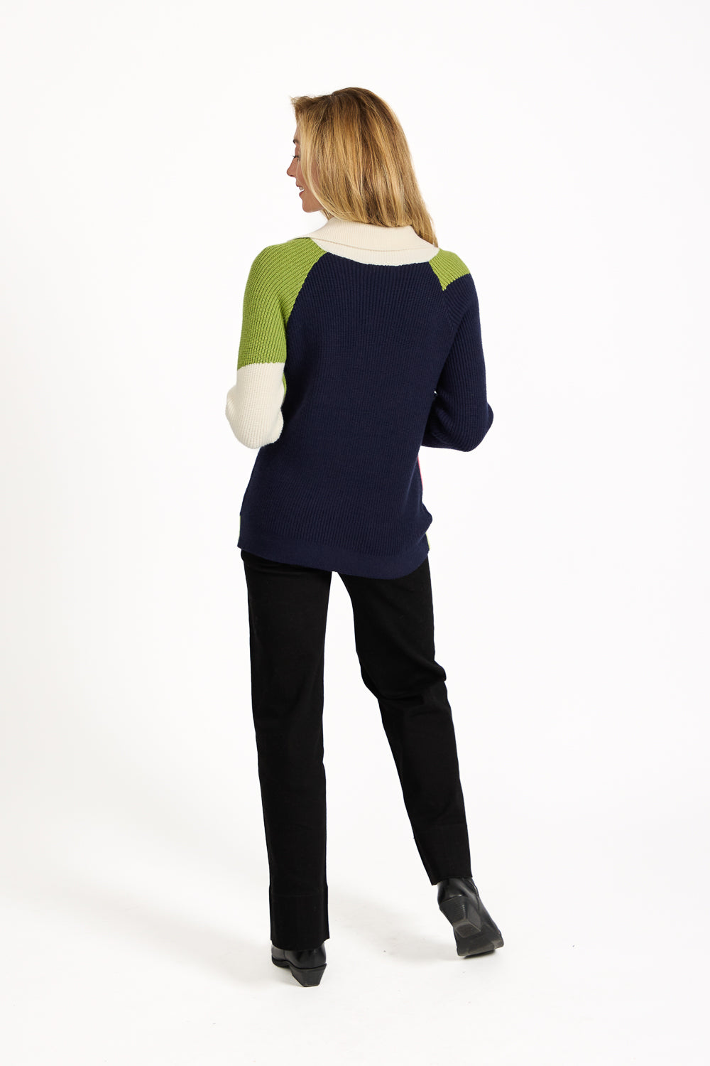 Split Neck Colour Block Knit Jumper