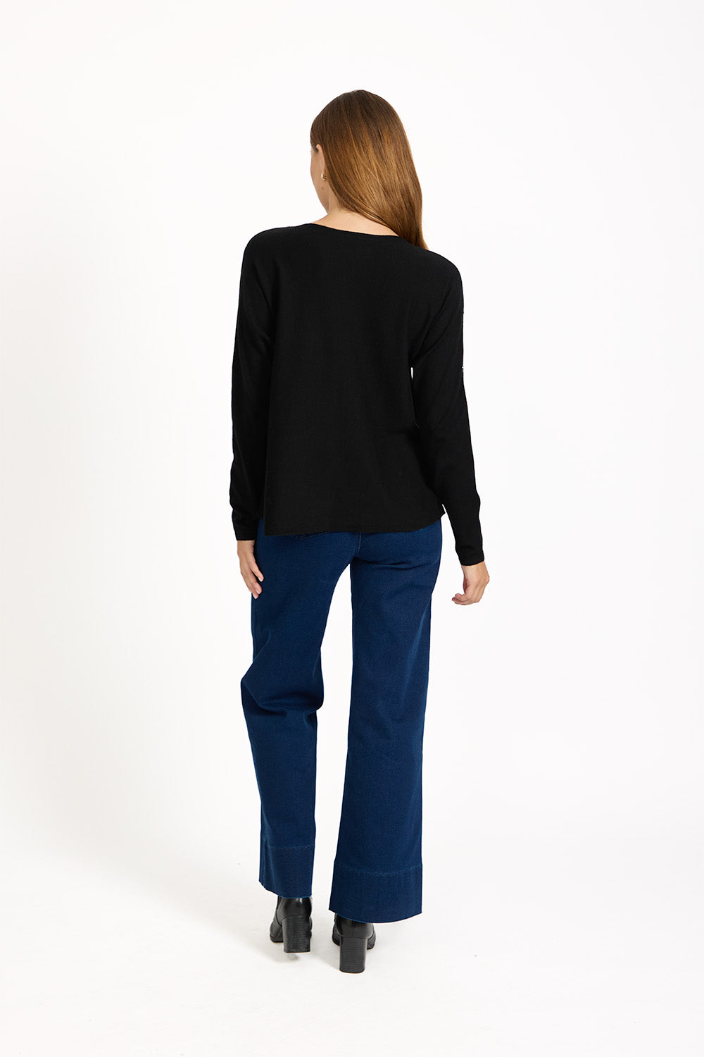Heart Diamanté Embellished Batwing Pocket Jumper