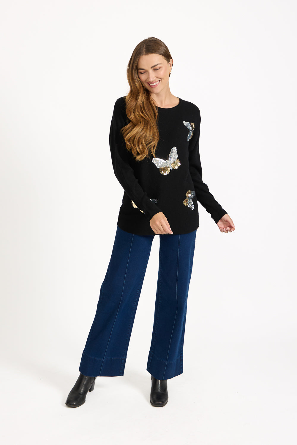 Butterfly Diamanté Embellished Batwing Jumper