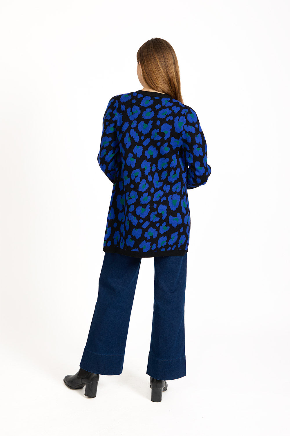 Jacquard Leopard Print Knit Cardigan