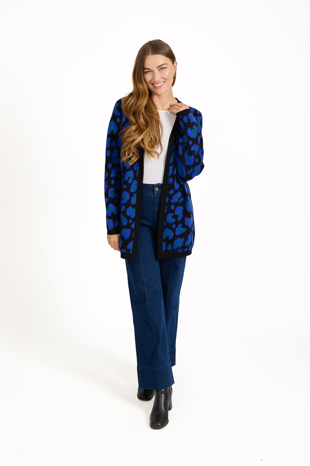 Jacquard Leopard Print Knit Cardigan