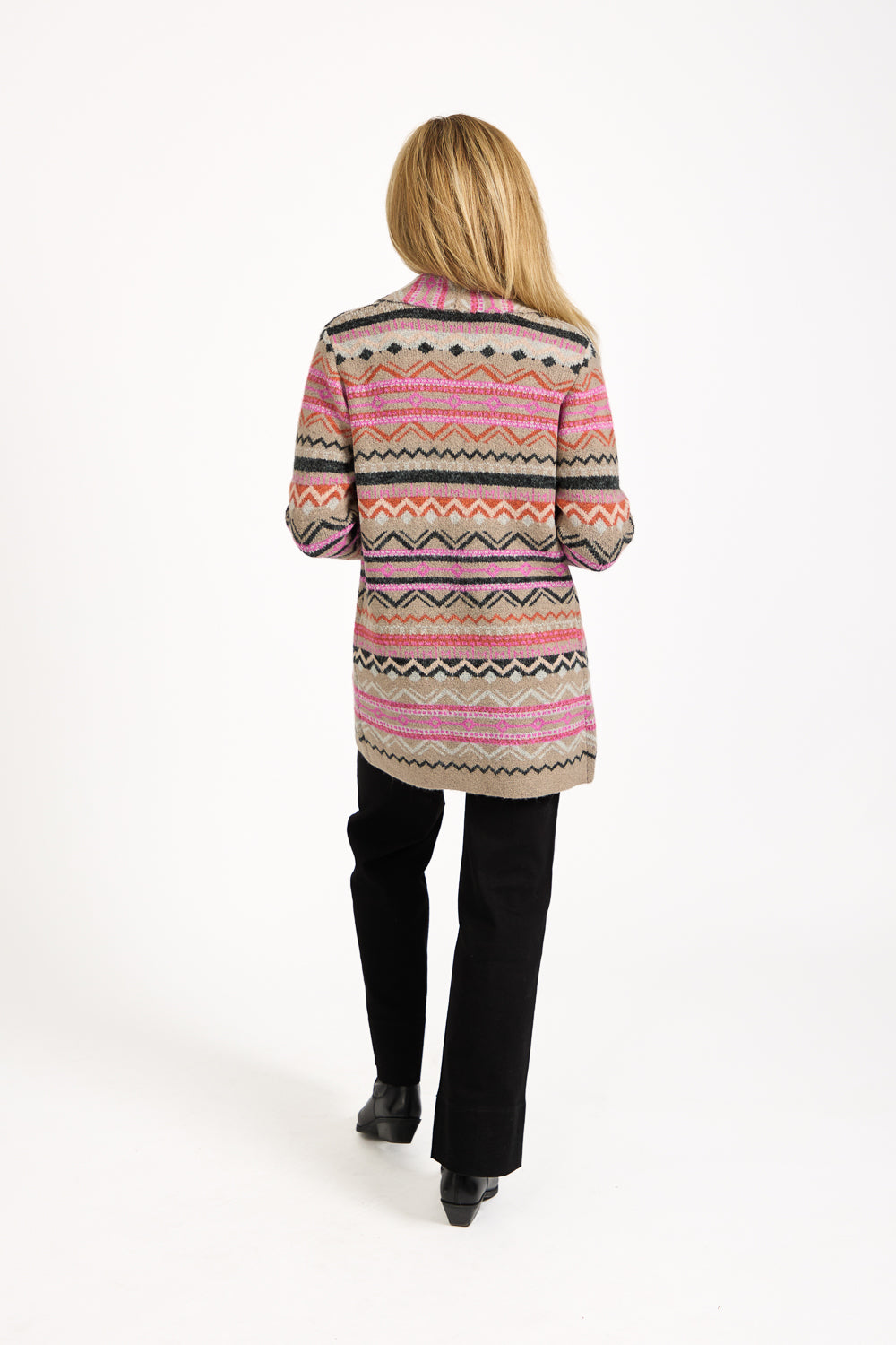 Aztec Print Pocket Detail Longline Cardigan