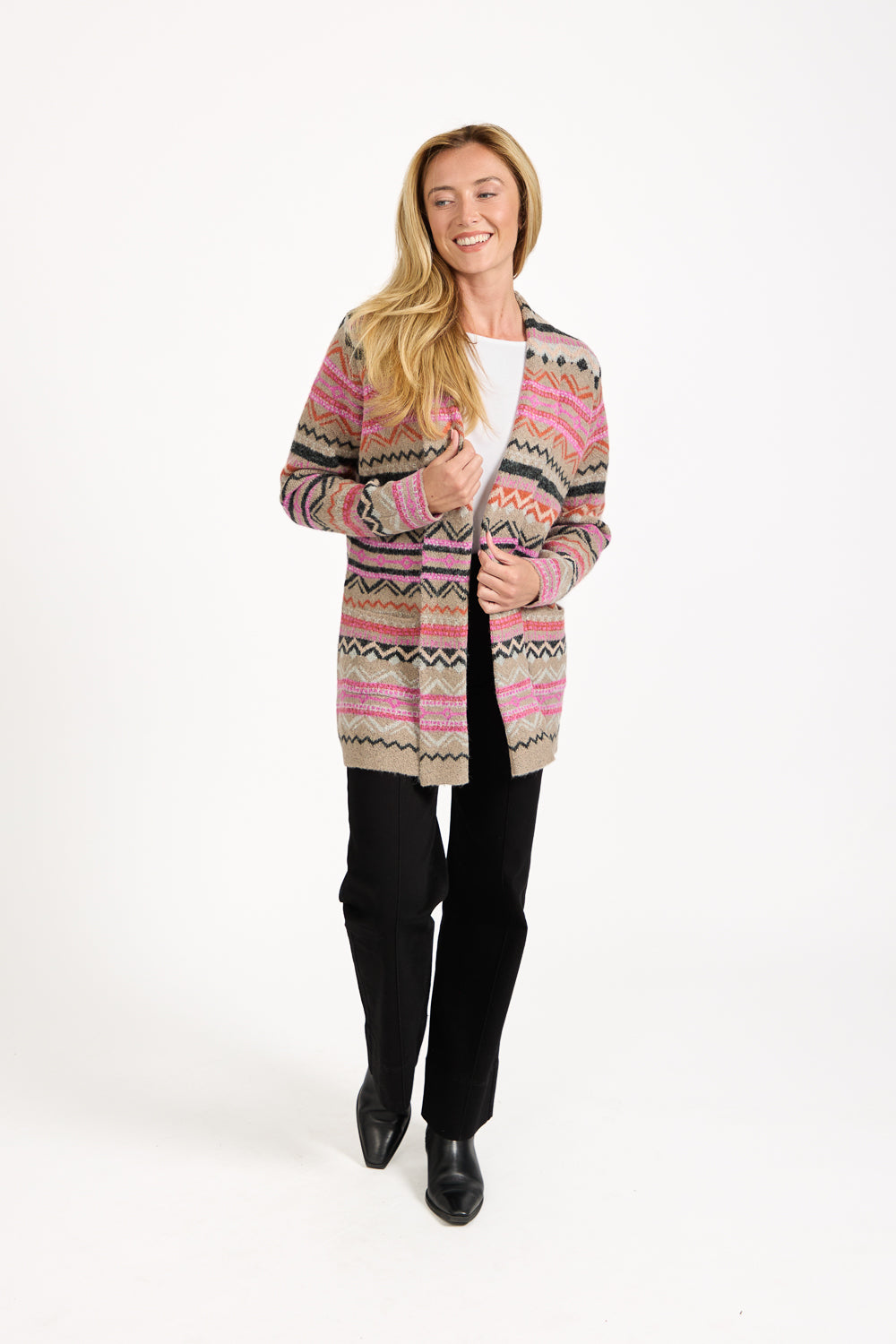 Aztec Print Pocket Detail Longline Cardigan