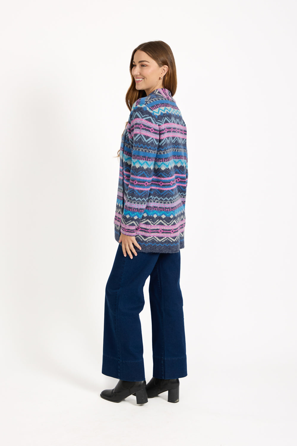 Aztec Print Pocket Detail Longline Cardigan