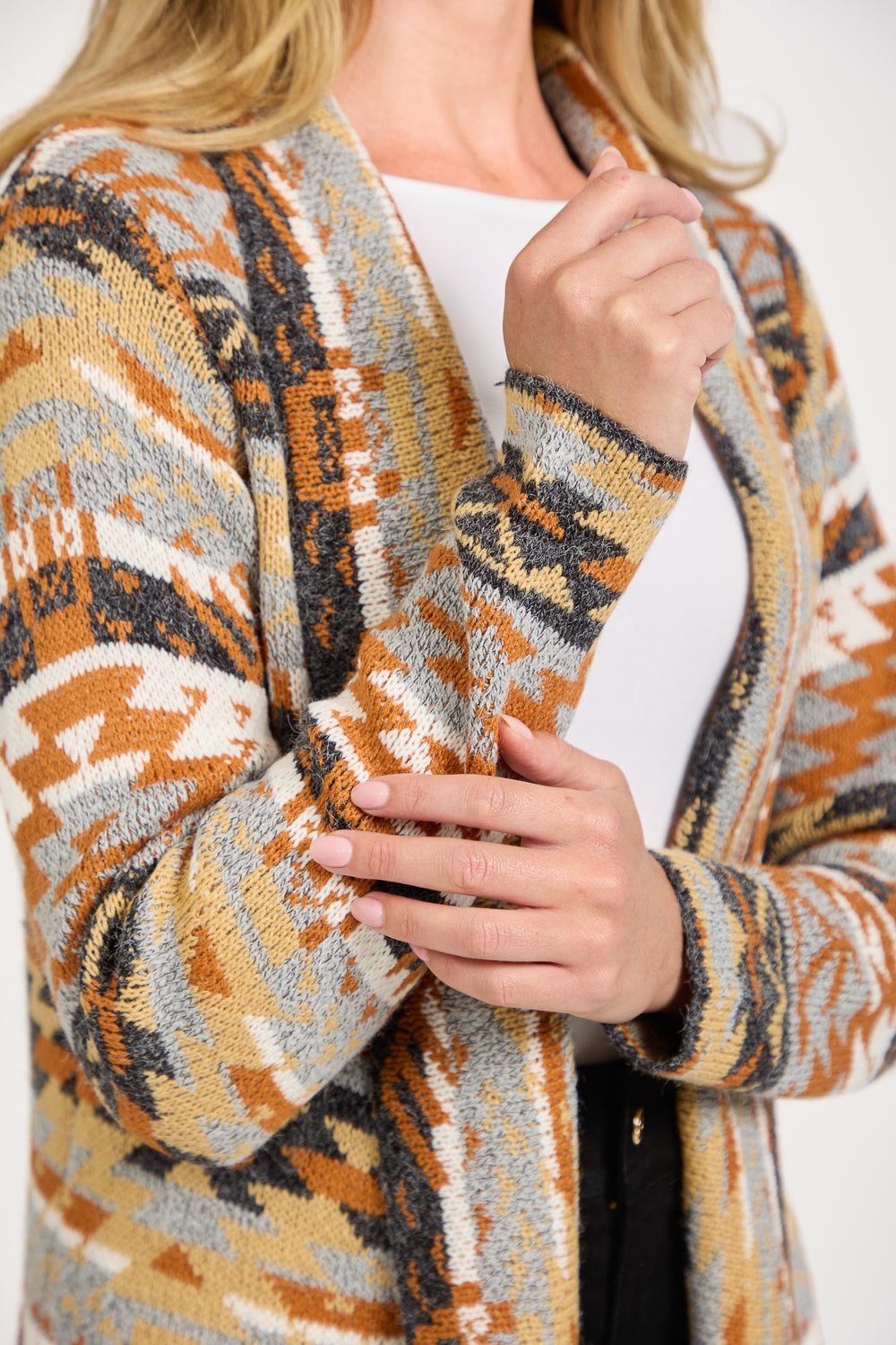 Fringed Aztec Longline Cardigan