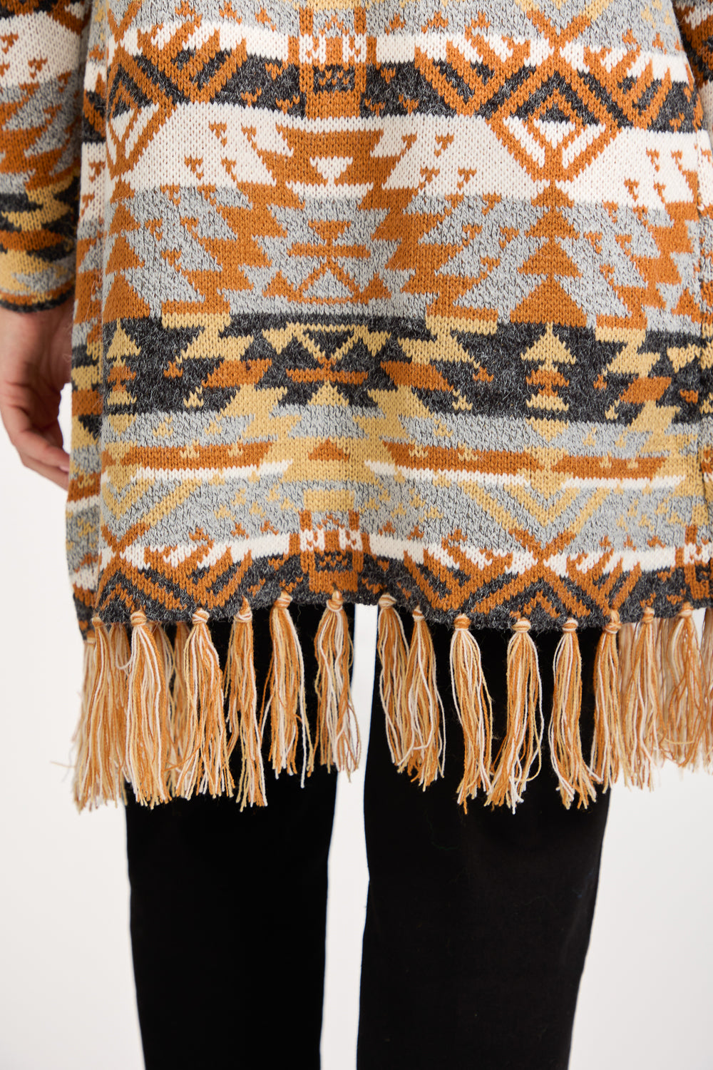 Fringed Aztec Longline Cardigan