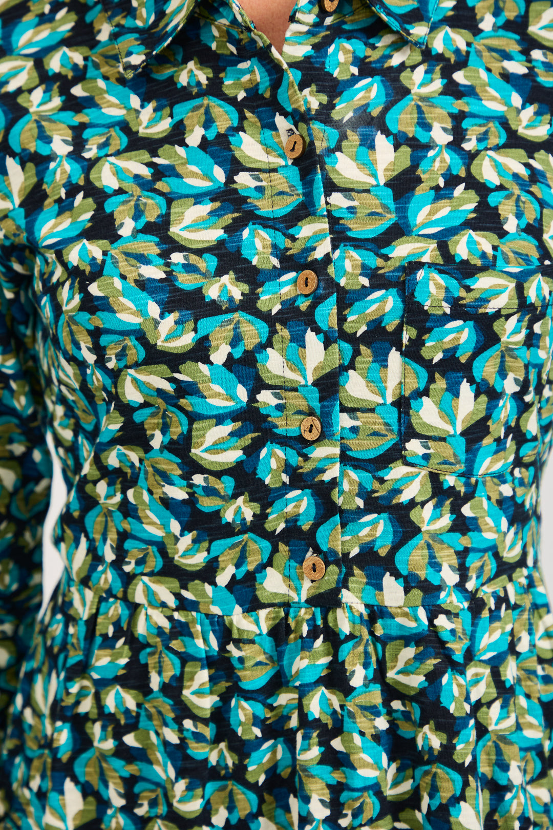 Floral Print Jersey Button-Up Dress