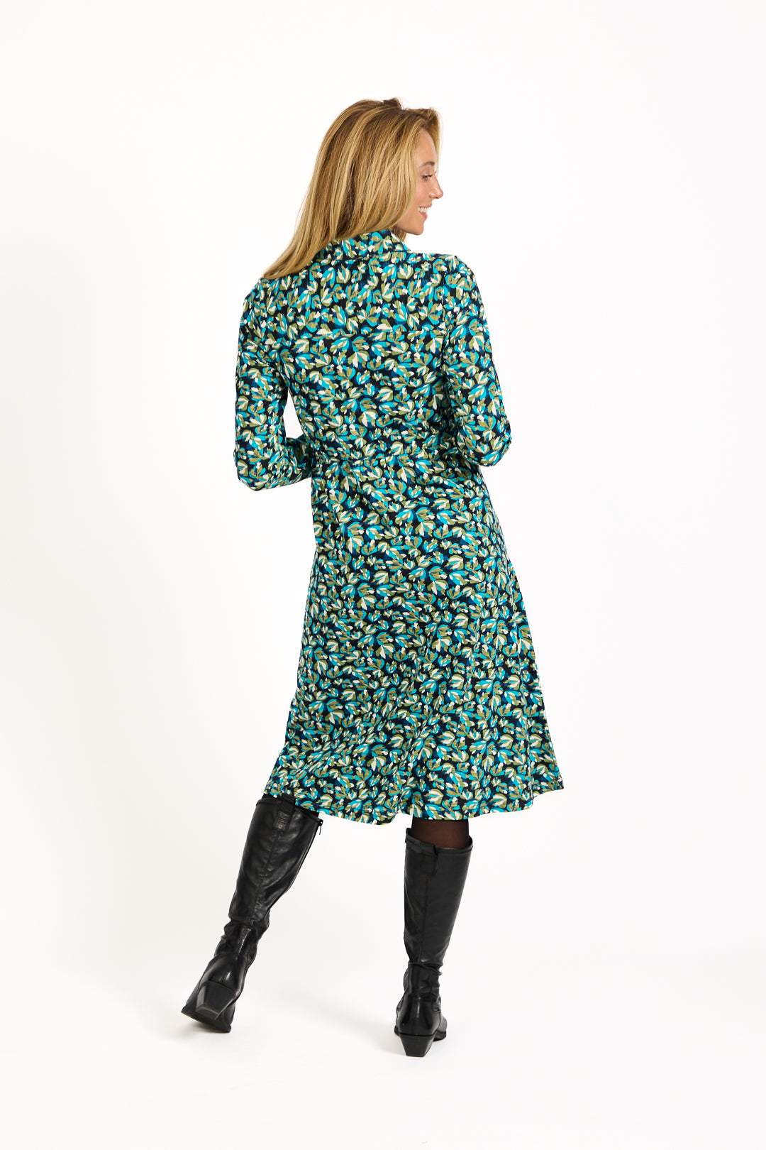 Floral Print Jersey Button-Up Dress