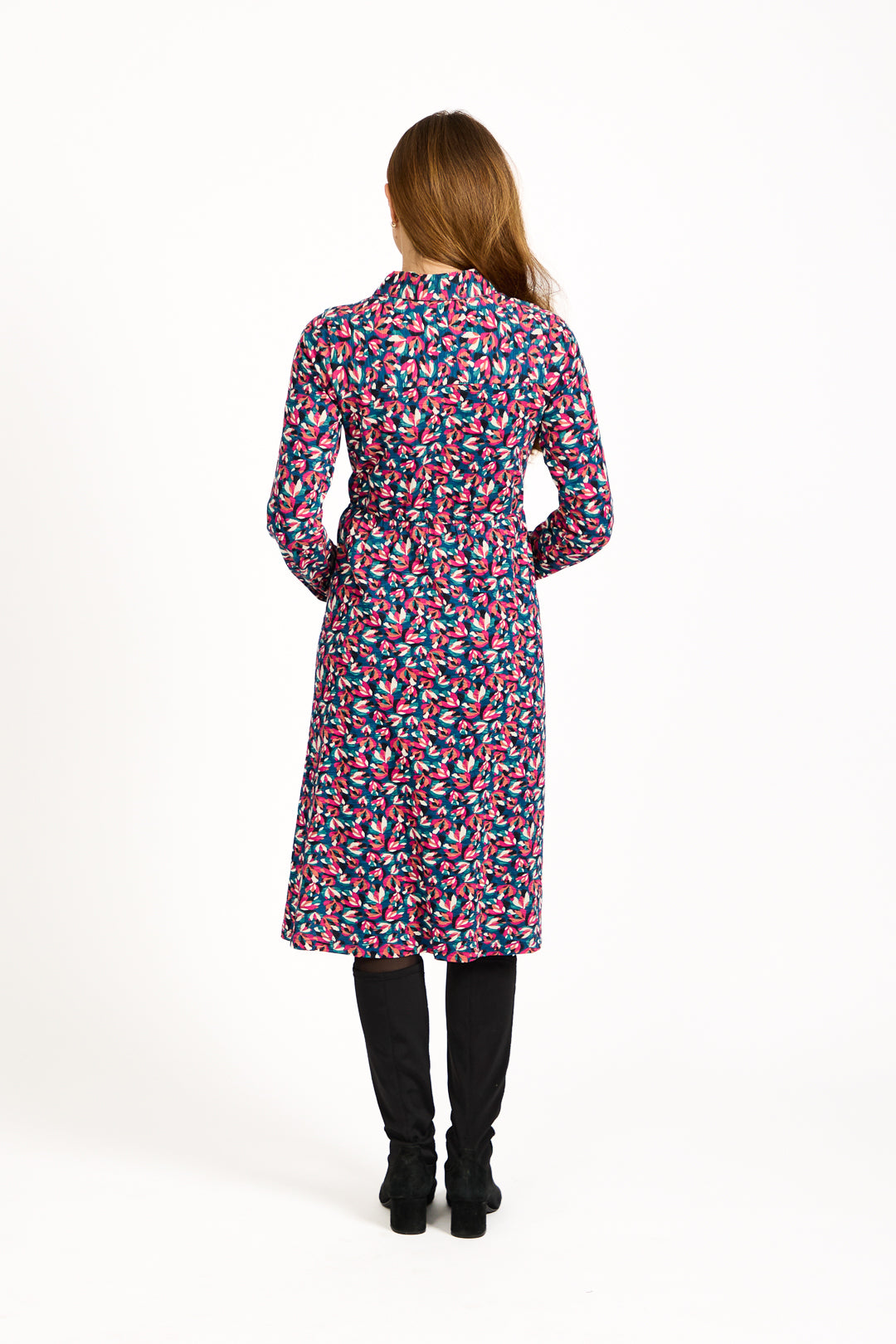 Floral Print Jersey Button-Up Dress