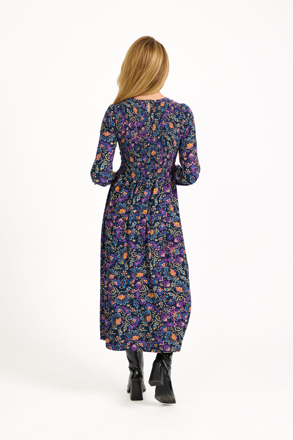 Floral Print Shirred Soft Touch Bodice Dress