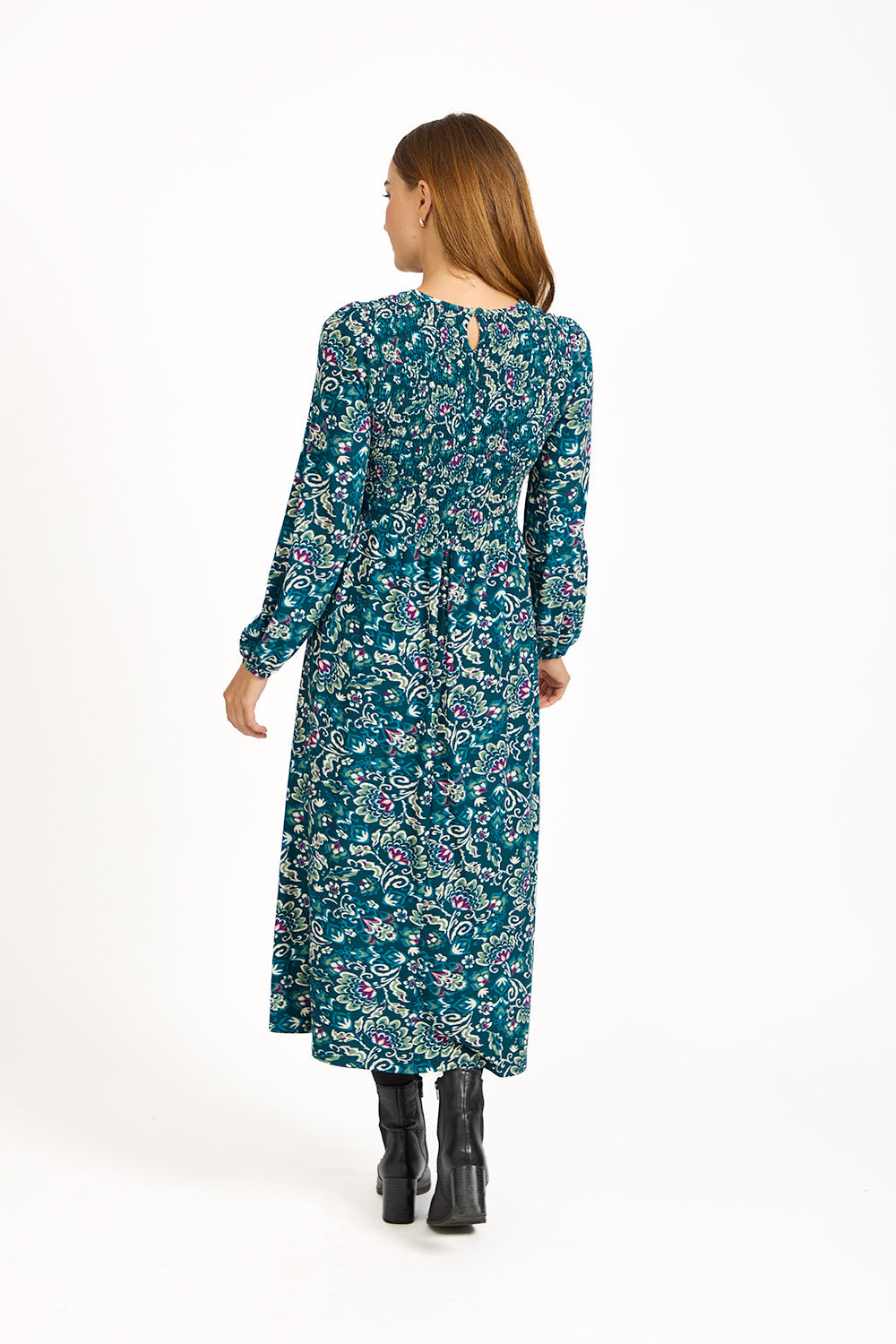 Floral Print Shirred Soft Touch Bodice Dress