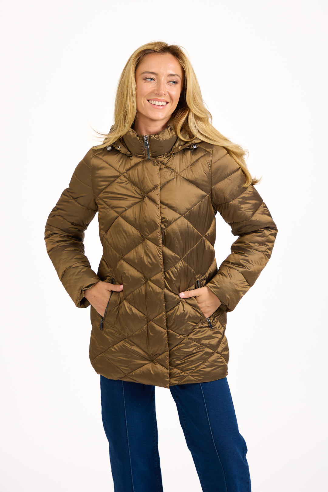 Diamond Quilted Jacket With Adjustable Hood