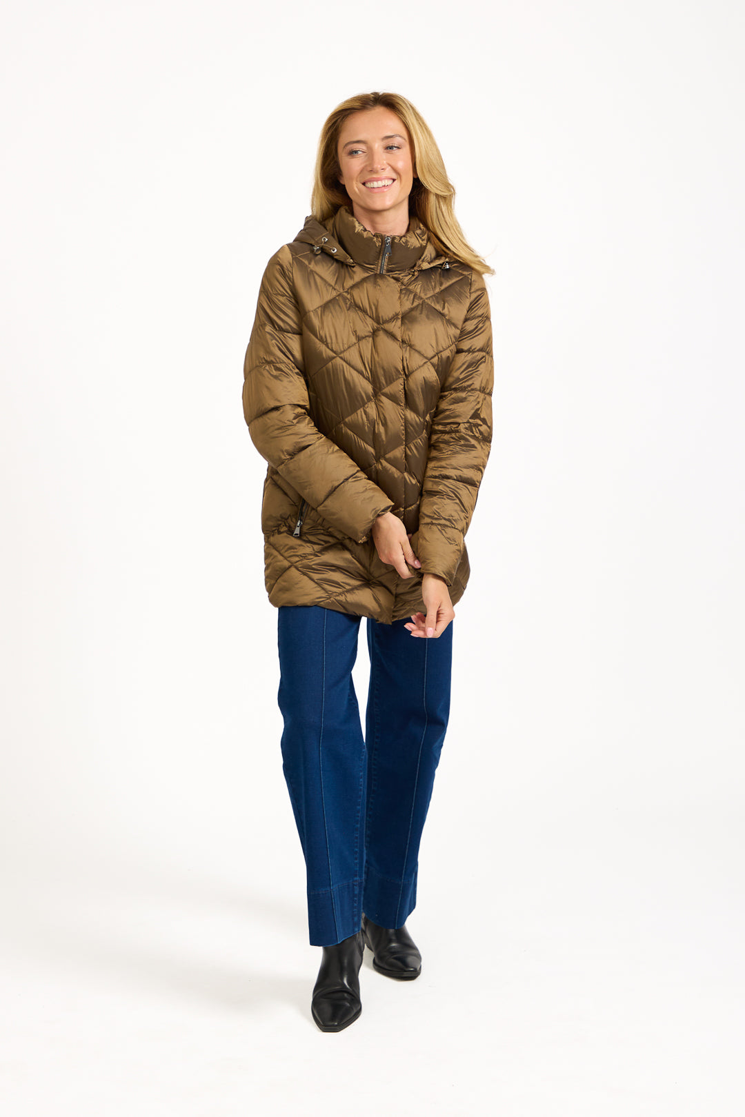 Diamond Quilted Jacket With Adjustable Hood