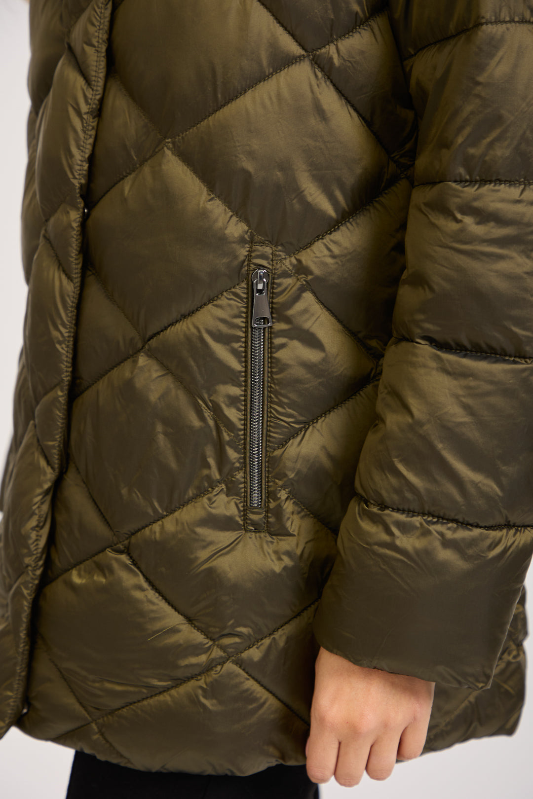 Diamond Quilted Jacket With Adjustable Hood