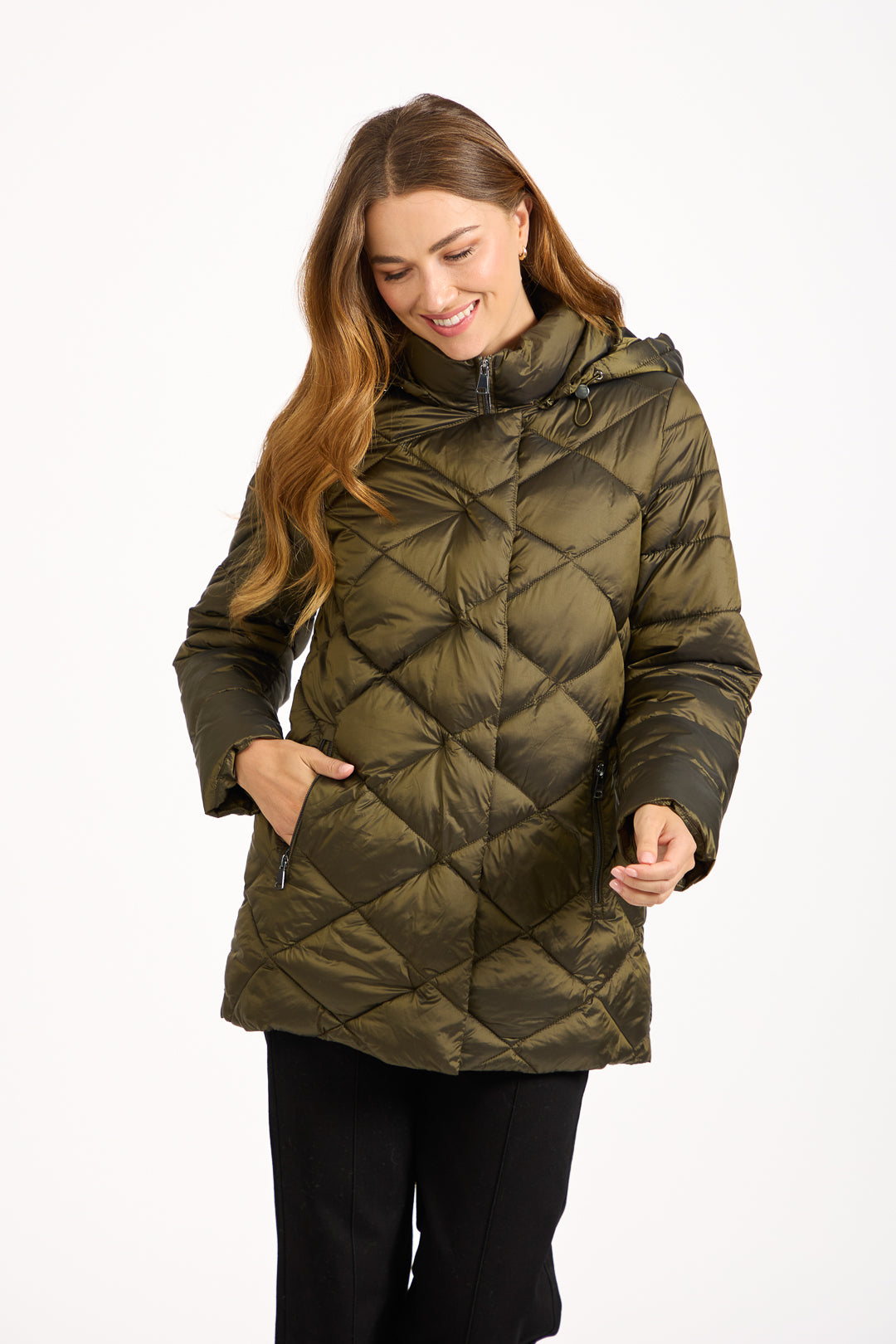 Diamond Quilted Jacket With Adjustable Hood