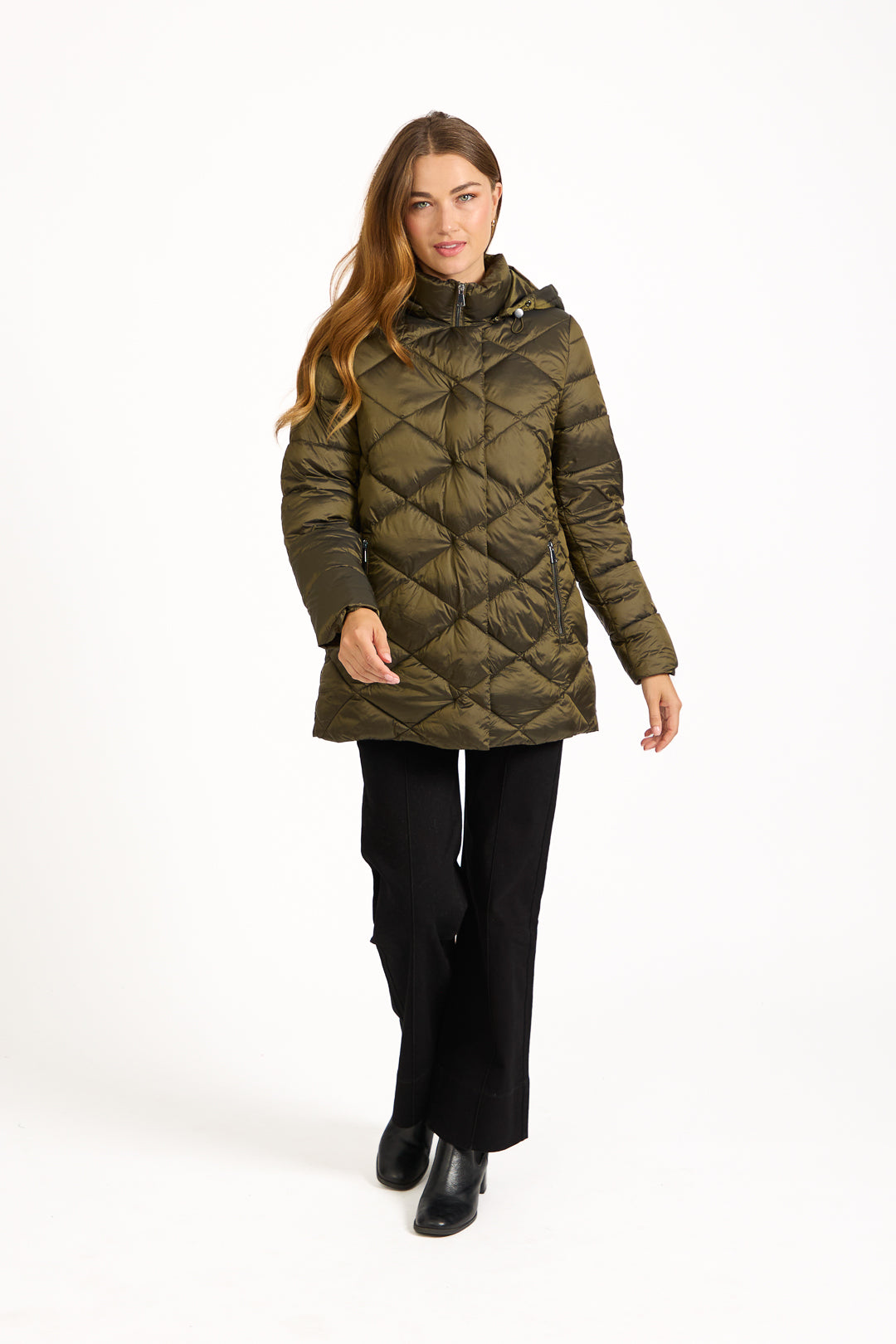 Diamond Quilted Jacket With Adjustable Hood