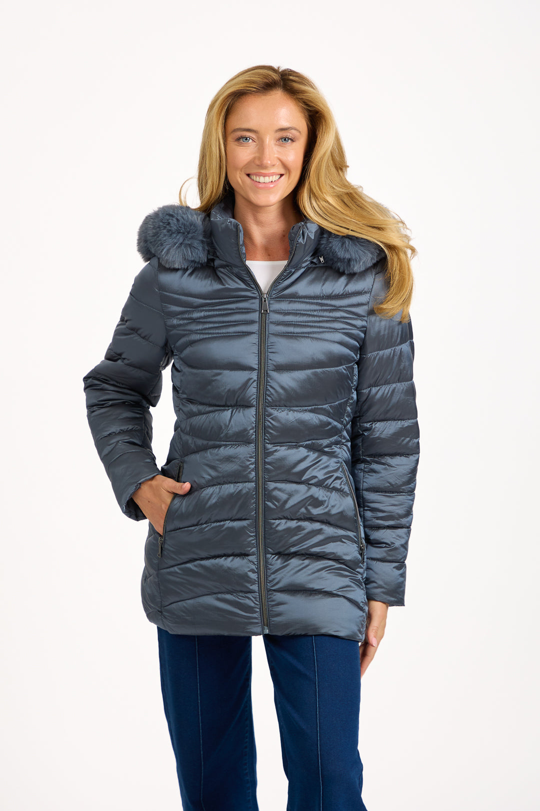 Quilted Jacket With Detachable Fur Hood