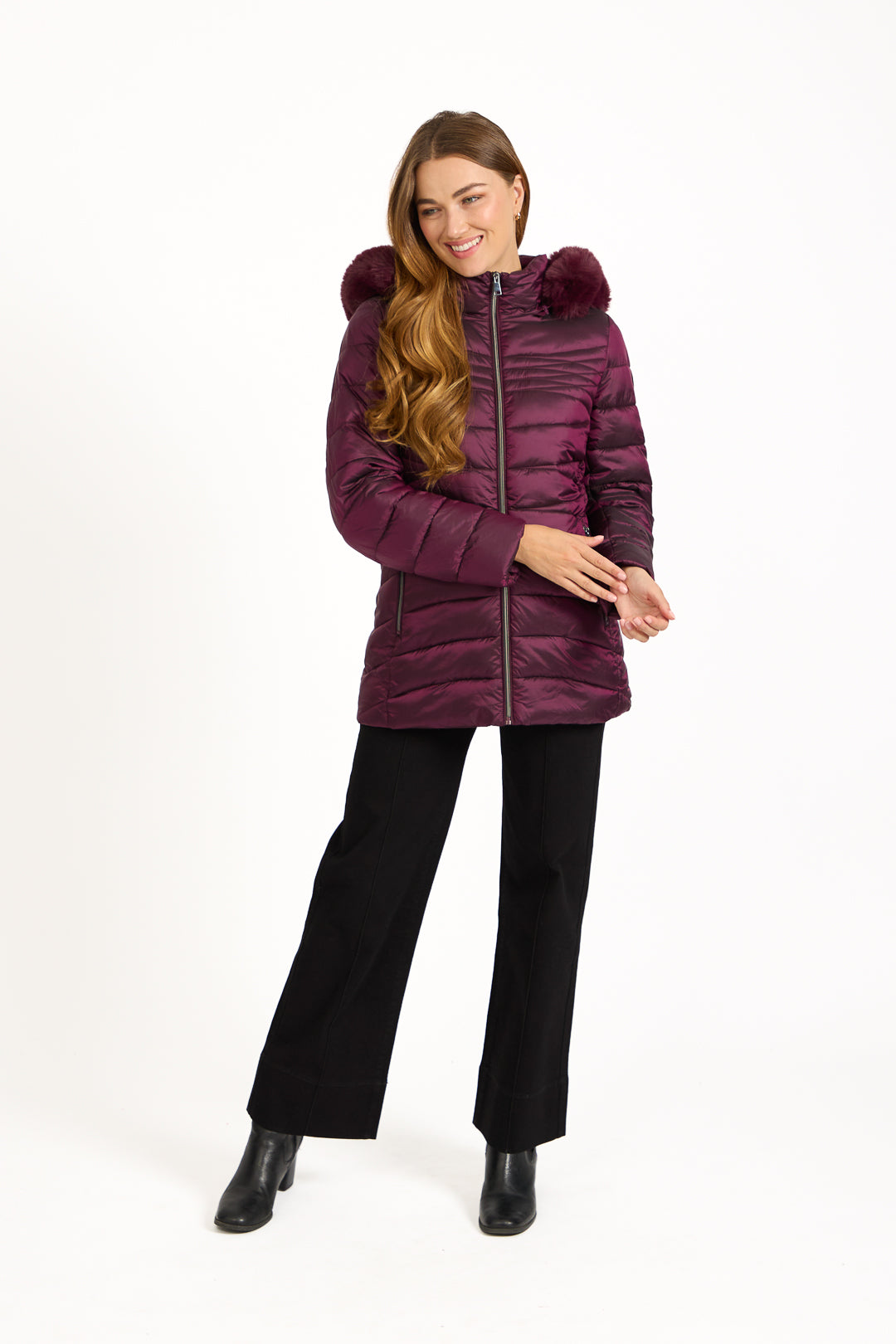 Quilted Jacket With Detachable Fur Hood