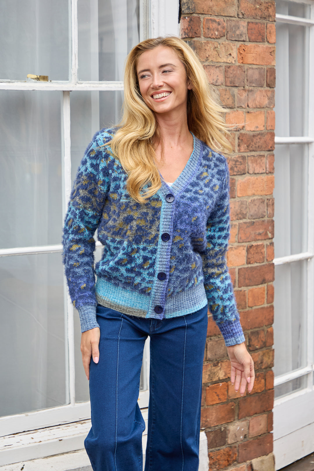 Fluffy Leopard Print Knit Cardigan