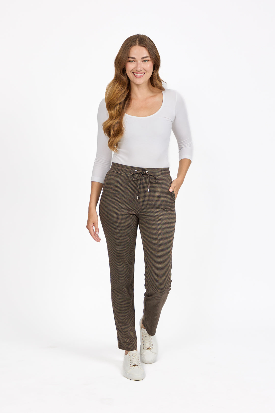 Dogtooth Ponte Slim Fit Trousers