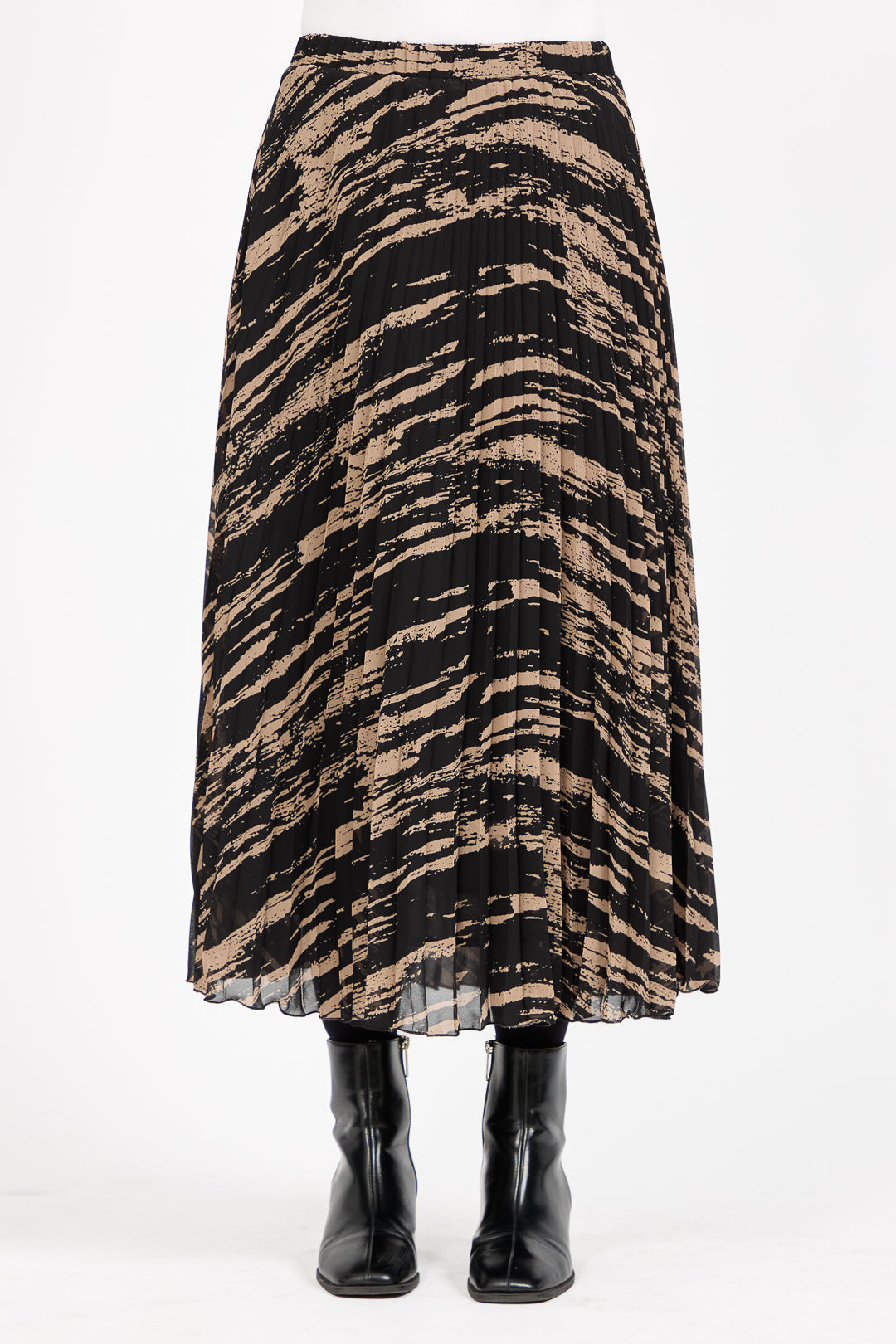 Printed Pleated Midi Skirt