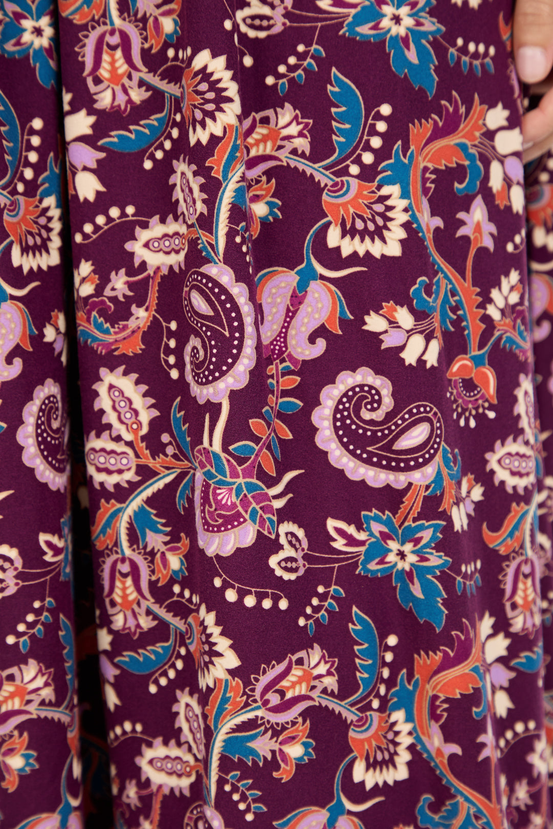 Paisley Print Shirred Soft Touch Bodice Midi Dress