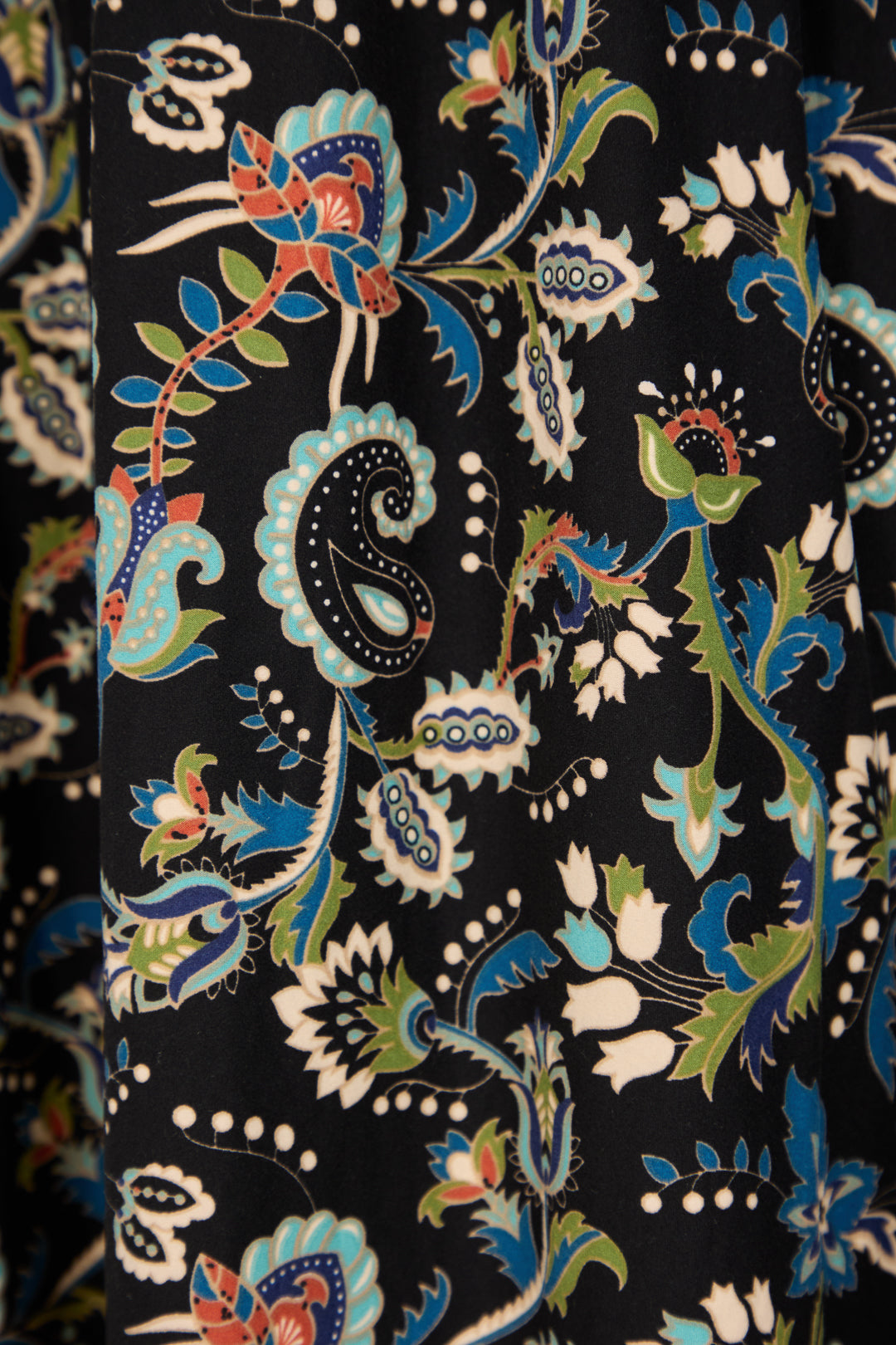 Paisley Print Shirred Soft Touch Bodice Midi Dress