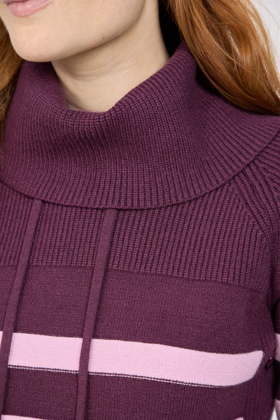 Stripe Knit Cowl Neck Jumper