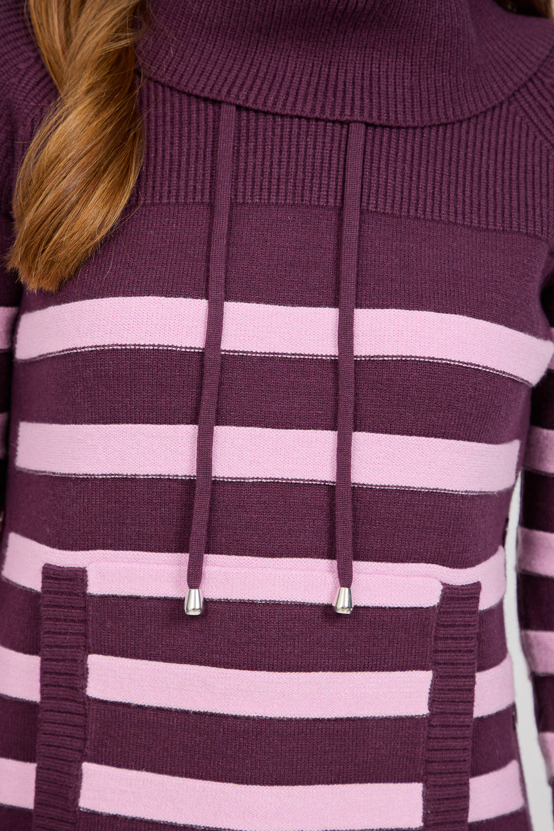Stripe Knit Cowl Neck Jumper