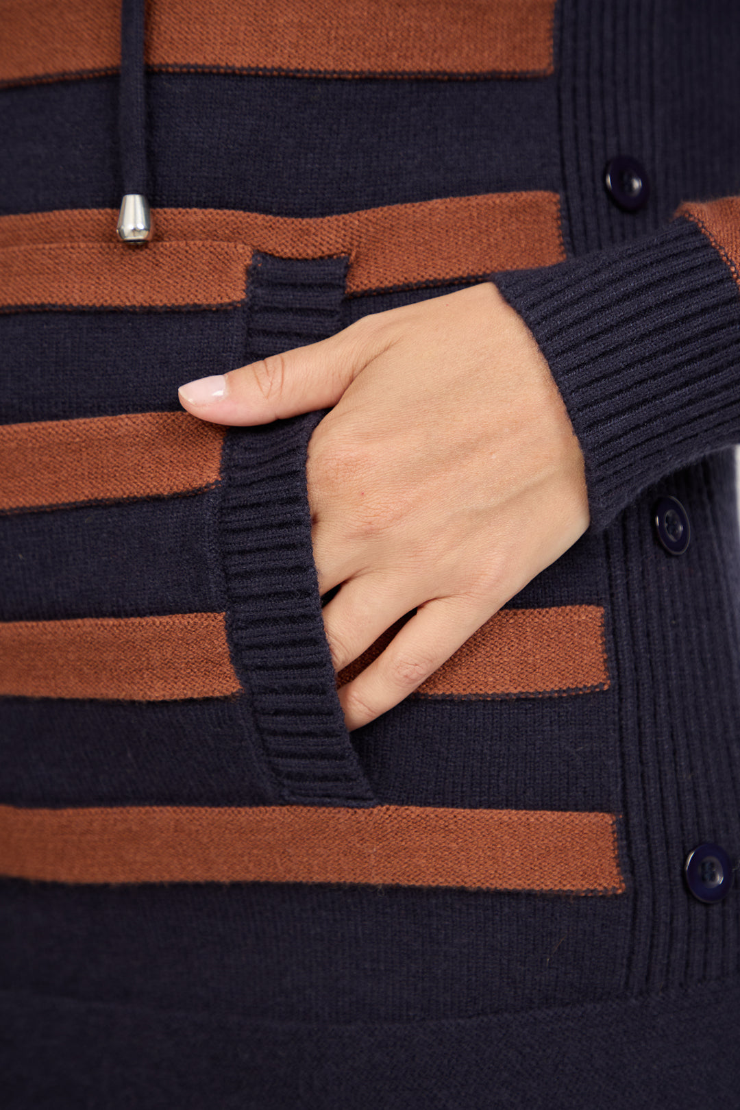 Stripe Knit Cowl Neck Jumper